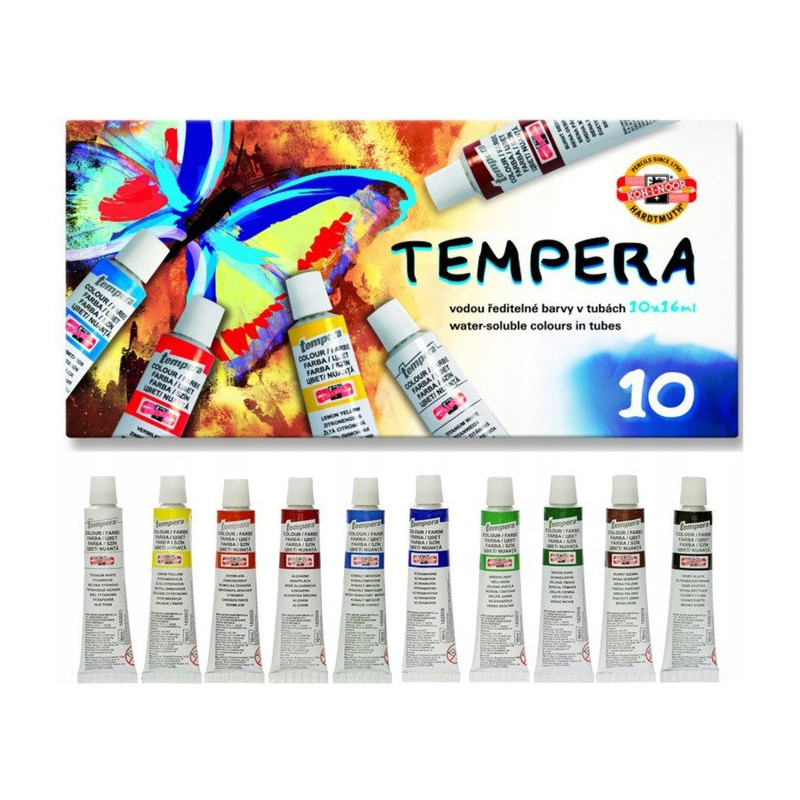 Farby TEMPERY 16ml. 10 kolorów 162548 KOH-I-NOOR
