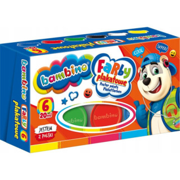 Farby plakatowe dla dzieci Zestaw 6 kolorów x 20ml BAMBINO St.Majewski