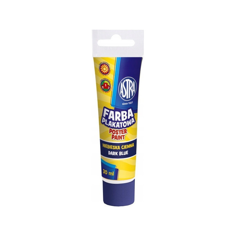 Farba plakatowa w tubkach 30ml szkolna ciemno niebieska 83110914 ASTRA