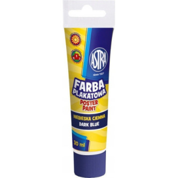 Farba plakatowa w tubkach 30ml szkolna ciemno niebieska 83110914 ASTRA