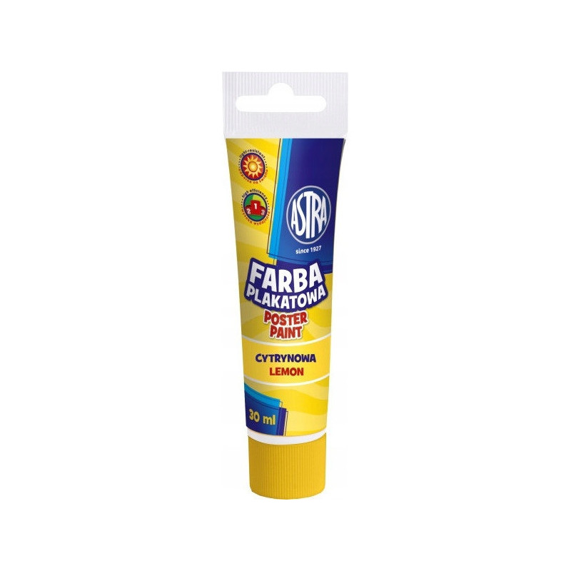 Farba plakatowa w tubkach 30ml szkolna cytrynowa żółta 83110908 ASTRA