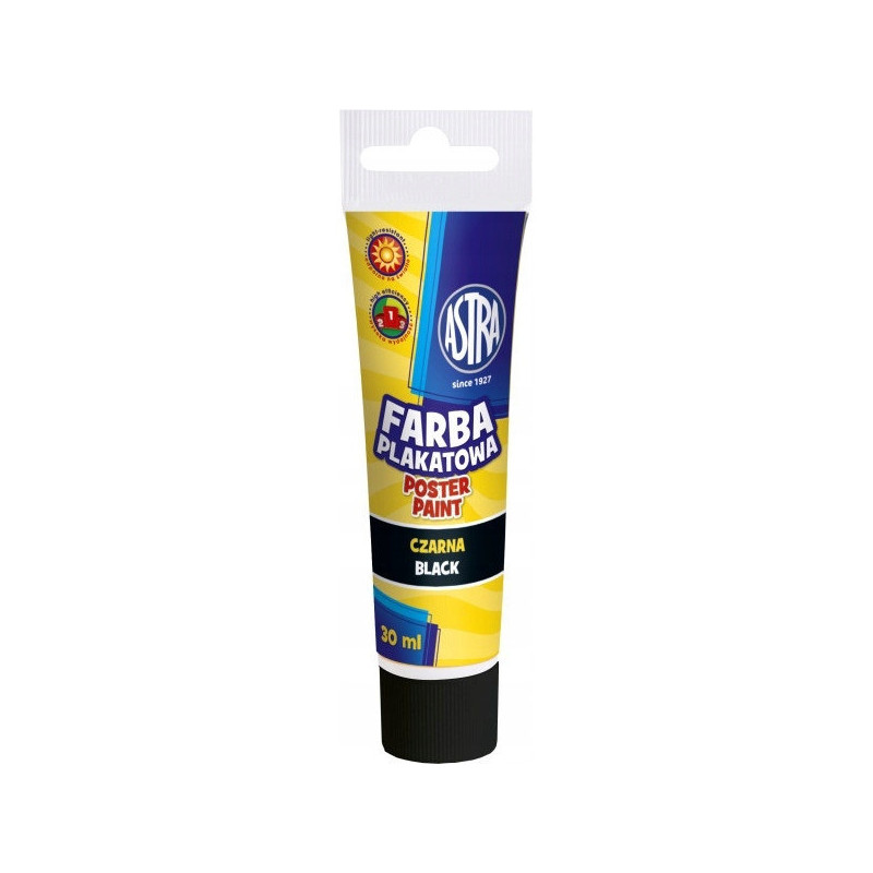 Farba plakatowa w tubkach 30ml szkolna czarna 83110909 ASTRA