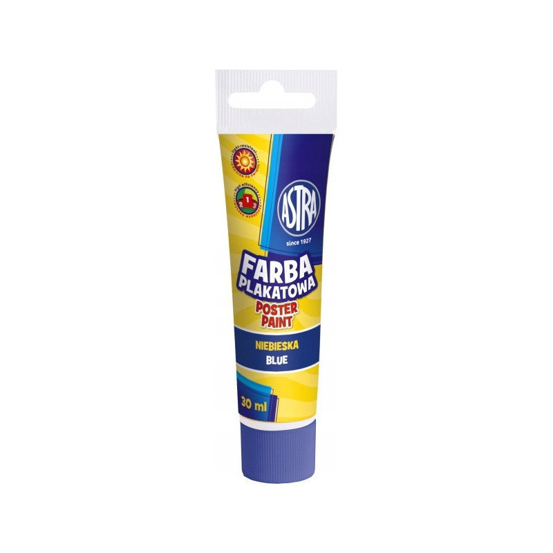 Farba plakatowa w tubkach 30ml szkolna niebieska 83110905 ASTRA