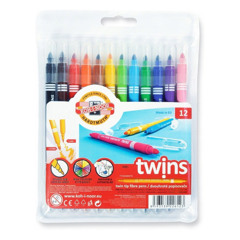 Flamastry dwustronne 7710/23AB 12 kolorów KOH-I-NOOR