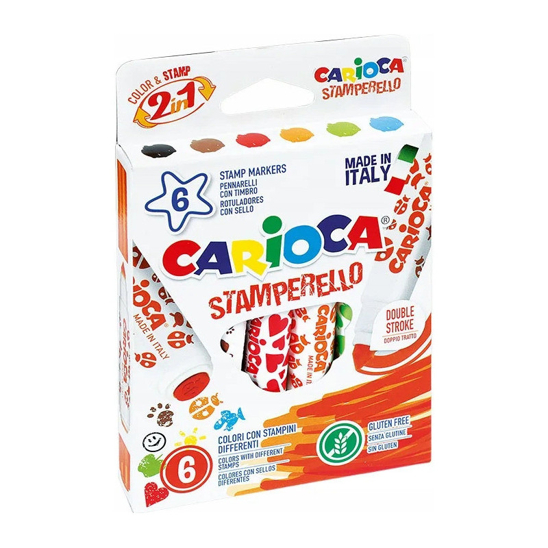 Pisaki z pieczątk.CARIOCA 6kol 42279 STEMPLE 160-1902