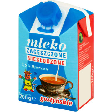 Mleko GOSTYŃ 200g niesłodzone zagęszczone 7.5% Mleko GOSTYŃ 200g niesłodzone zagęszczone 7.5%