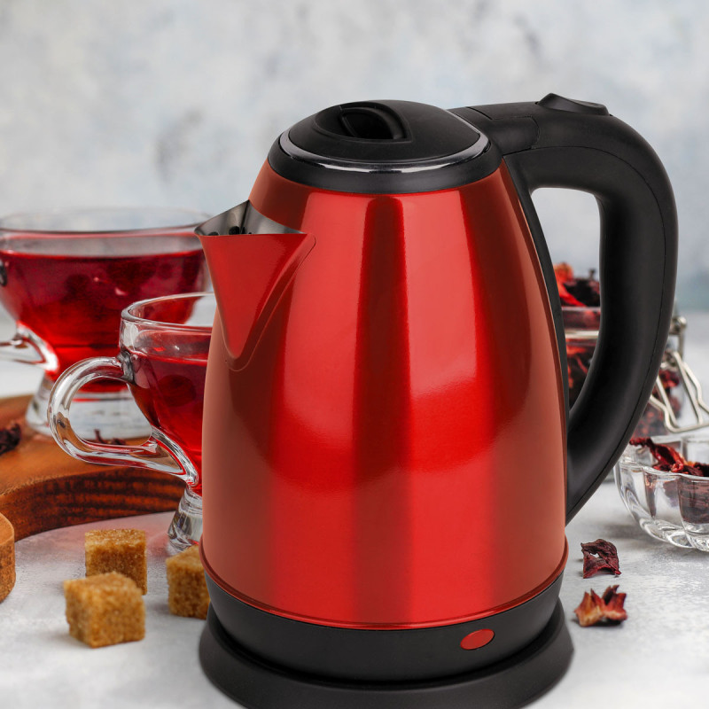 Czajnik elektryczny OMEGA STAINLESS STEEL BRUSHED FINISH INOX RED 1,8l. 1500W (45463) Czajnik elektryczny OMEGA STAINLESS STEEL BRUSHED FINISH INOX RED 1,8l. 1500W (45463)