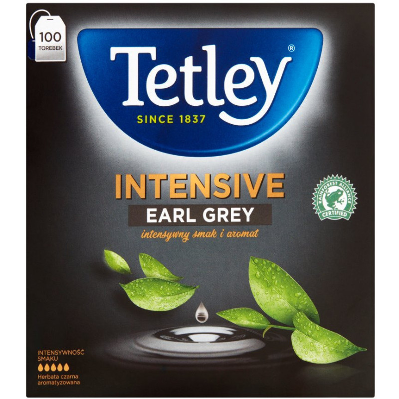 Herbata TETLEY EARL GREY INTENSIVE (100 torebek 2g) czarna