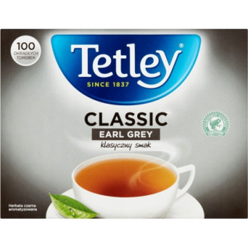 Herbata TETLEY EARL GREY (100 torebek bez zawieszki) czarna Herbata TETLEY EARL GREY (100 torebek bez zawieszki) czarna