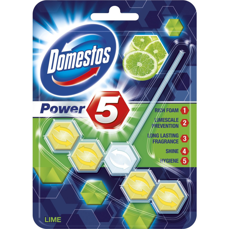 Zawieszka do toalety KOSTKA DOMESTOS POWER5 50g LIME Zawieszka do toalety KOSTKA DOMESTOS POWER5 50g LIME