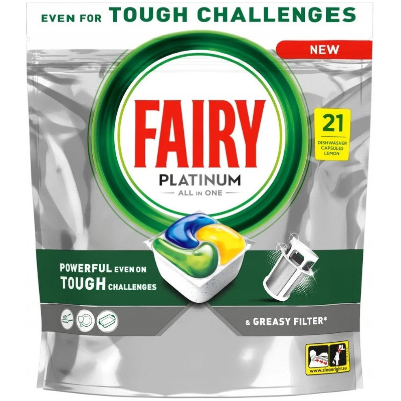 Kapsułki do zmywarki FAIRY PLATINUM ALL IN ONE LEMON (21szt)
