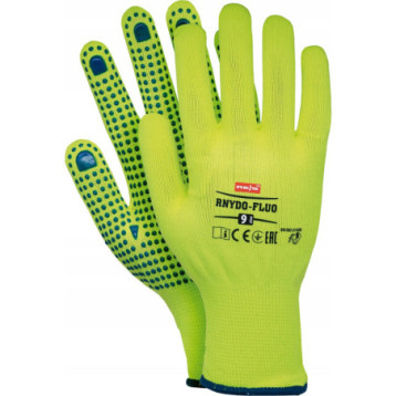 Rękawice REIS RNYDO-FLUO SE poliestrowe nakrapiane pcv seledynowe fluorescencyjne roz.8/M Rękawice REIS RNYDO-FLUO SE poliestrowe nakrapiane pcv seledynowe fluorescencyjne roz.8/M