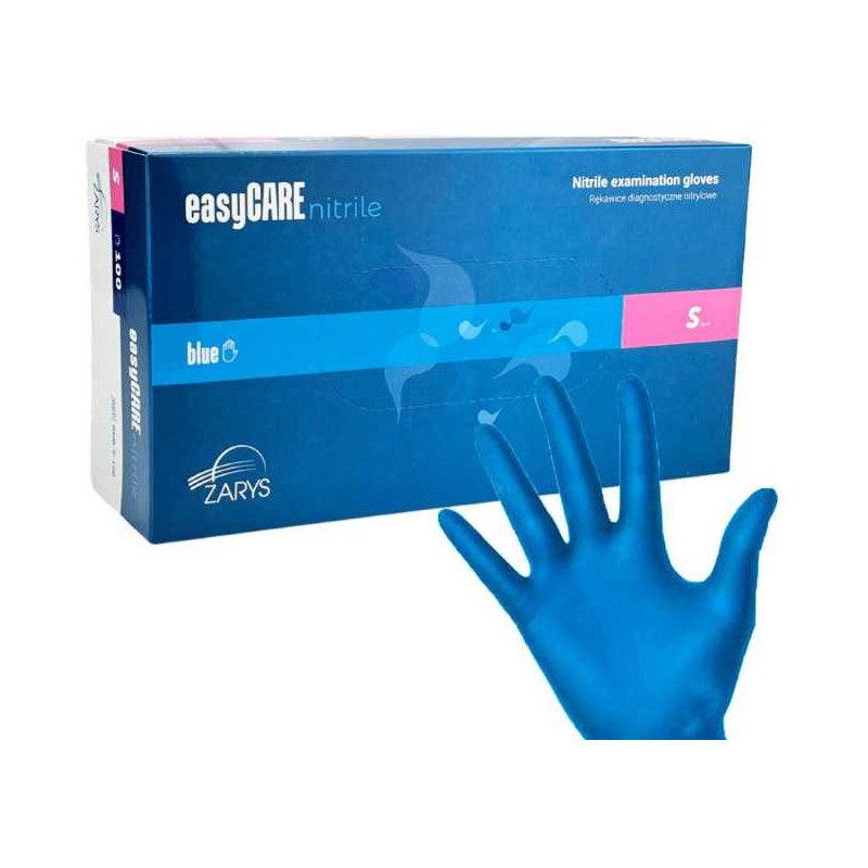 Rękawiczki NITRYLOWE S niebieskie bezpudrowe (100szt.) easyCARE