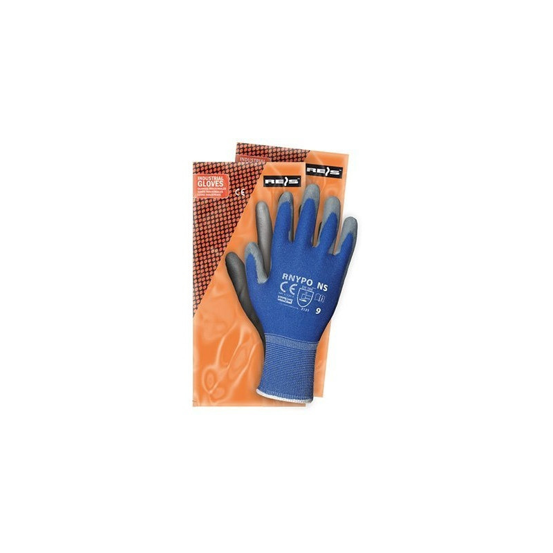 Rękawice REIS RNYPO NS nylonowe powlekane poliuretanem niebiesko-szare roz.10/XL Rękawice REIS RNYPO NS nylonowe powlekane poliuretanem niebiesko-szare roz.10/XL