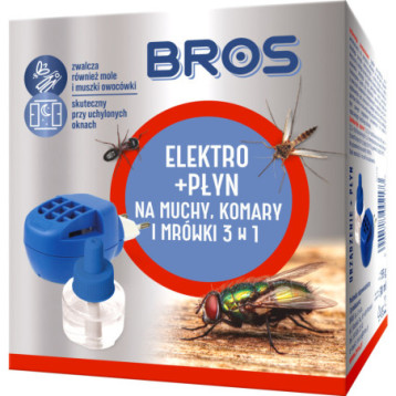 Elektrofumigator + płyn na muchy komary i mrówki BROS