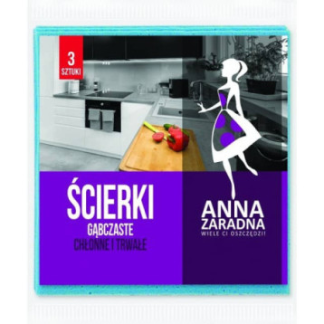 Ściereczka gąbczasta (3 szt.) ANNA ZARADNA PS-1002 Ściereczka gąbczasta (3 szt.) ANNA ZARADNA PS-1002
