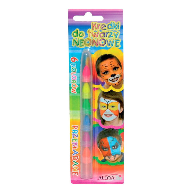 Kredki do twarzy neonowe 6 kol. przekładane FWC-6N ALIGA