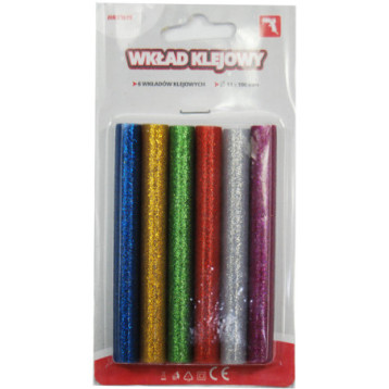 Wkład klejowy do pistol.WK11-6 Q11mm 100mm mix.kol.brokat(6)