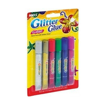 Klej z brokatem AMOS GCL 10B6 - 10.5ml x6 kolorów 170-1031