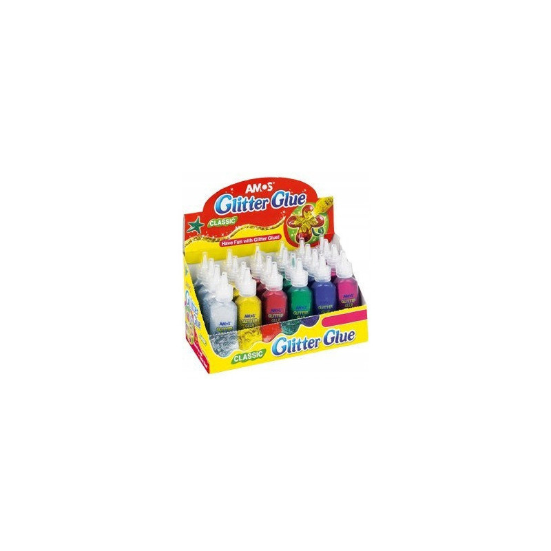 Klej z brokatem AMOS 22ml 6kolorów-24szt GCL22D24- 170-1033