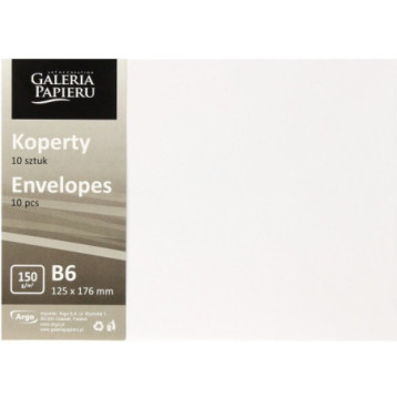 Koperta B6 Gładki biały 150g. (10szt.) 280891 Galeria Papieru