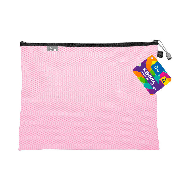 Koperta A4 z suwakiem metalowym RÓŻOWA BT605-R TETIS