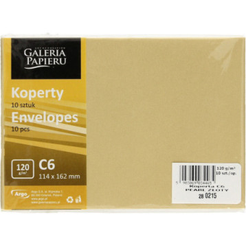 Koperta C6 Pearl złoty 120g (10szt.) 280215 Galeria Papieru Koperta C6 Pearl złoty 120g (10szt.) 280215 Galeria Papieru