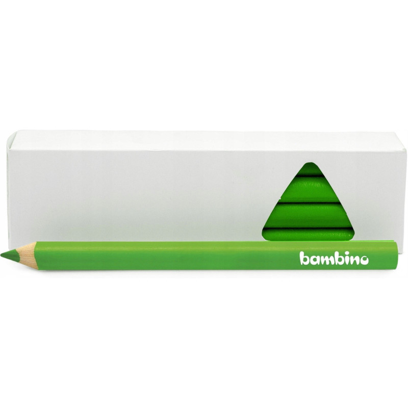 Kredki ołówkowe trójkątne Zestaw 12 kredek jasne zielone BAMBINO St.Majewski