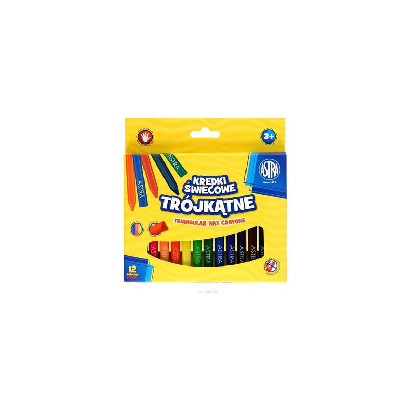 Kredki świecowe trójkątne zestaw 12 kolorów 316118001 ASTRA