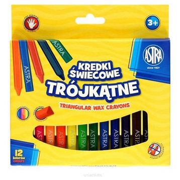 Kredki świecowe trójkątne zestaw 12 kolorów 316118001 ASTRA