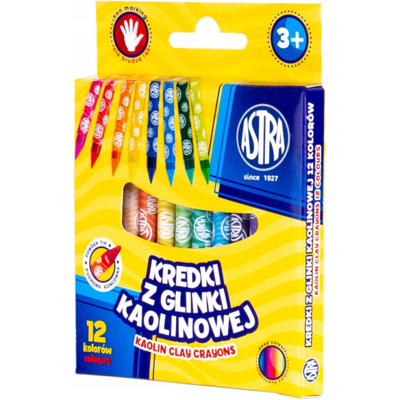 Kredki grafionowe z glinki kaolinowej 12 kolorów zestaw 316121005 ASTRA