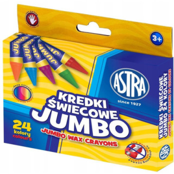 Kredki świecowe szkolne JUMBO grube zestaw 24 kolory 316118006 ASTRA