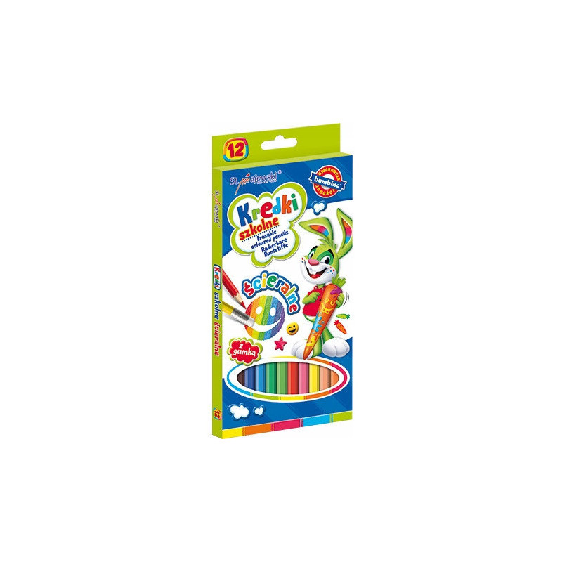 Kredki szkolne ścieralne Zestaw 12 kredek z gumką BAMBINO St.Majewski