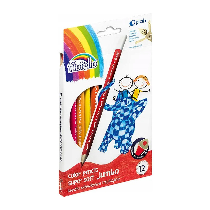 Kredki FIORELLO JUMBO Super soft 12 kolorów trójkątna JUMBO 170-2218