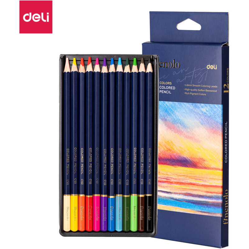 Kredki ołówkowe FINENOLO 12 kolorów EC131-12 DELI