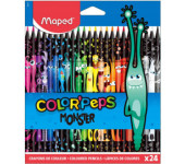 Kredki trójkątne MONSTER 24 kolory w czarnej obudowie 862624 COLORPEPS MAPED