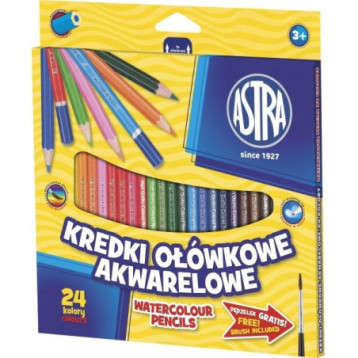 Kredki akwarelowe 24 kolory ołówkowe heksagonalne 312110005 ASTRA