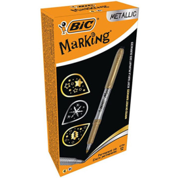 Markery BIC permanentne metaliczne kolory złoty(6szt.) + srebrny(6szt.) 950466 Markery BIC permanentne metaliczne kolory złoty(6szt.) + srebrny(6szt.) 950466