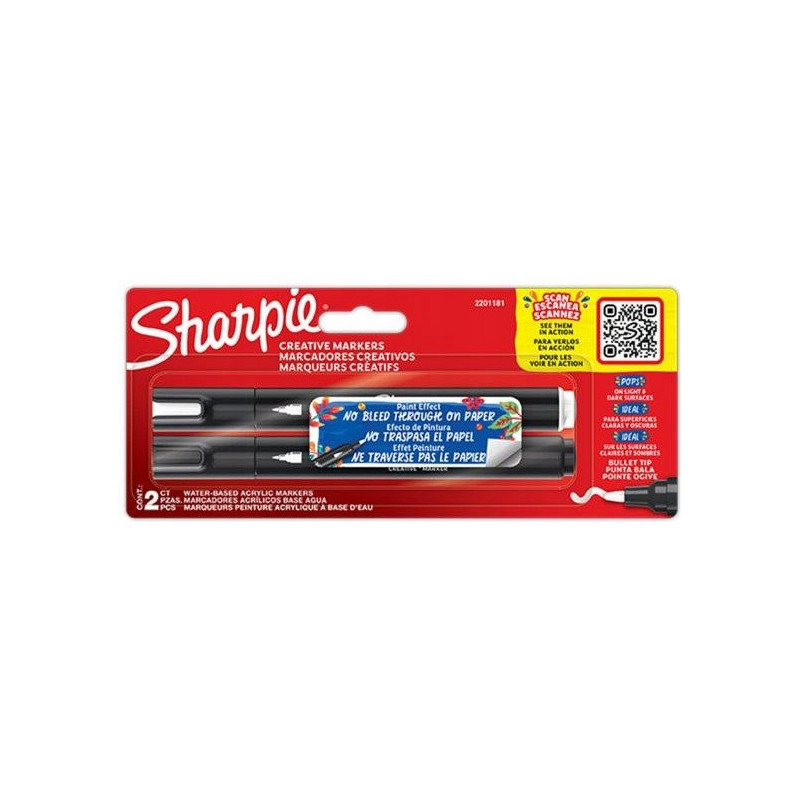 Markery artystyczne akrylowe SHARPIE (2 kolory) biały czarny 2201181