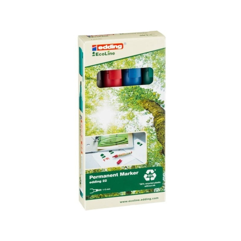Markery permanentne eko 4 szt. mix kol., etui ścięta końcówka 22/4S ED EDDING