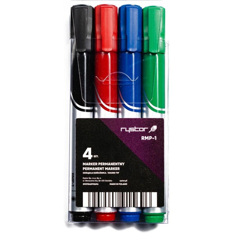 Marker permanentny RMP-1/ABCD 4 szt. RYSTOR 458-204EKO