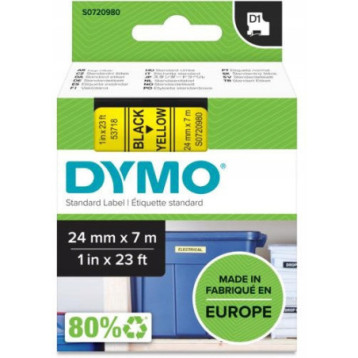 Taśma czarny nadruk na żółtym 24mm x 7m DYMO S0720980 Taśma czarny nadruk na żółtym 24mm x 7m DYMO S0720980