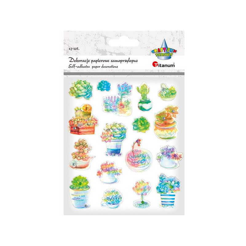 Naklejki papierowe 3D KAKTUSY 17szt. 490748 TITANUM