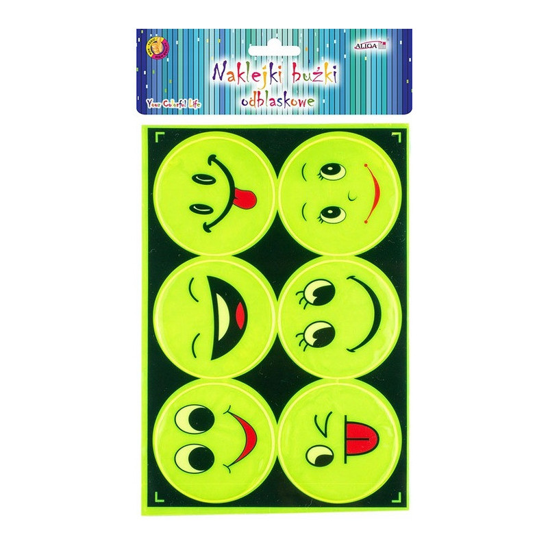 Naklejki buźki odblaskowe śr.7cm (6 szt) NKB-5824 ALIGA