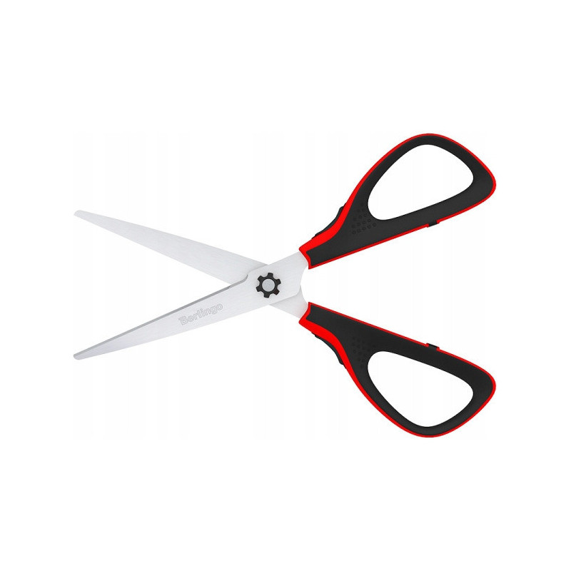 Nożyczki 20cm Easycut 300 soft grip czerwone 326324 BERLINGO