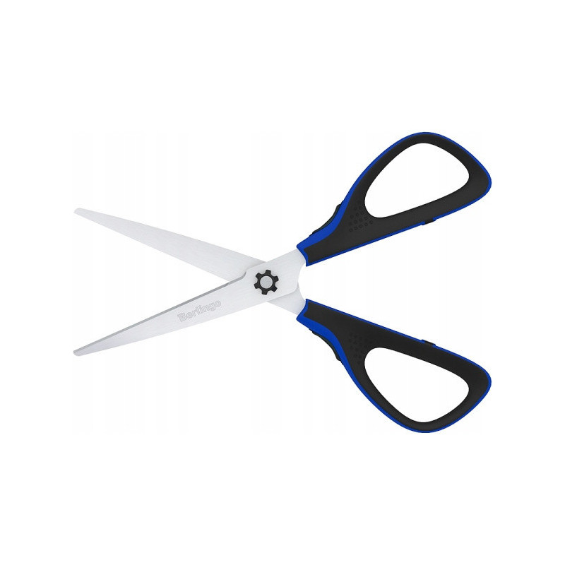 Nożyczki 20cm Easycut 300 soft grip niebieskie 326323 BERLINGO