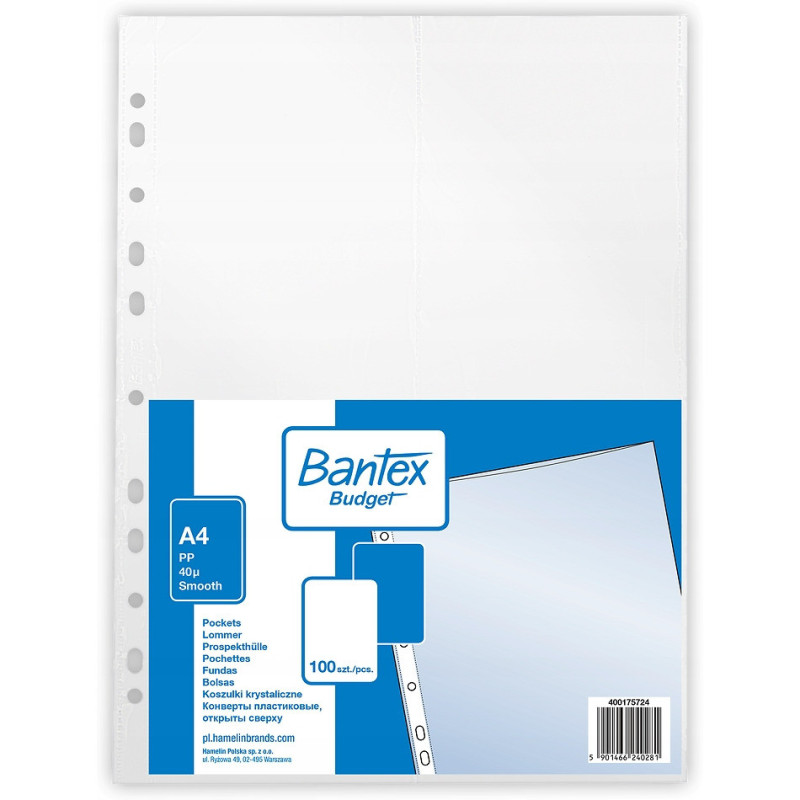 Koszulka krystaliczna A4 40mic w folii BANTEX BUDGET 400175724