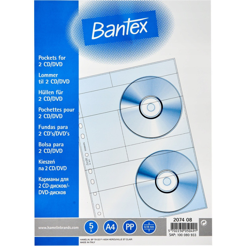 Koszulki groszkowe A4 na 2 płyty CD DVD 180mic 5 sztuk A4 100080933 BANTEX Koszulki groszkowe A4 na 2 płyty CD DVD 180mic 5 sztuk A4 100080933 BANTEX