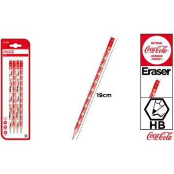 Ołówek HB z gumką 4szt. emblematy COCA-COLA CC025 MP Poland