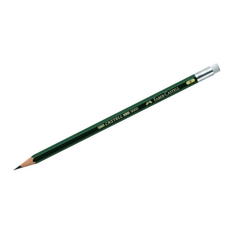 Ołówek CASTELL 9000 B z gumką (12szt.) 119201 Faber-Castell